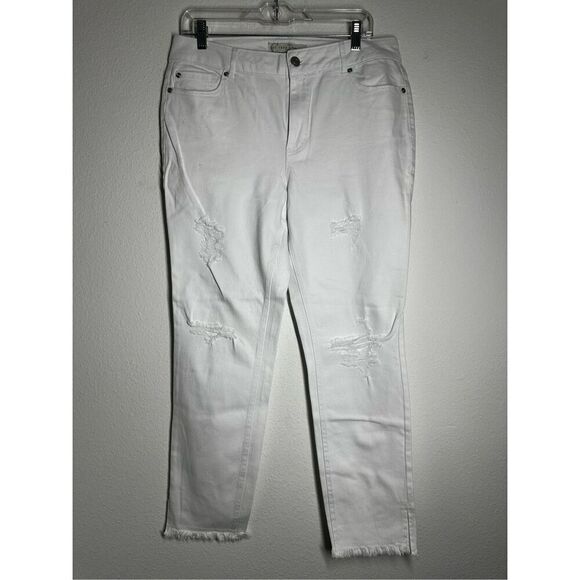 EST 1946 Denim Classic Hi Rise White Jeans Distressed Size 12 - Picture 1 of 15